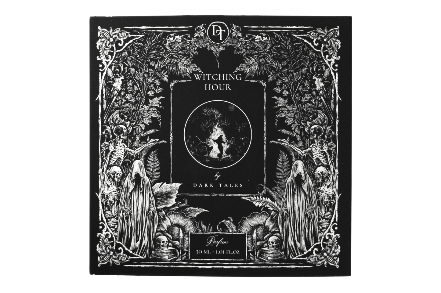 WITCHING HOUR Parfum 30ml bottle with unique marble resin cap and earthy warm fragrance notes