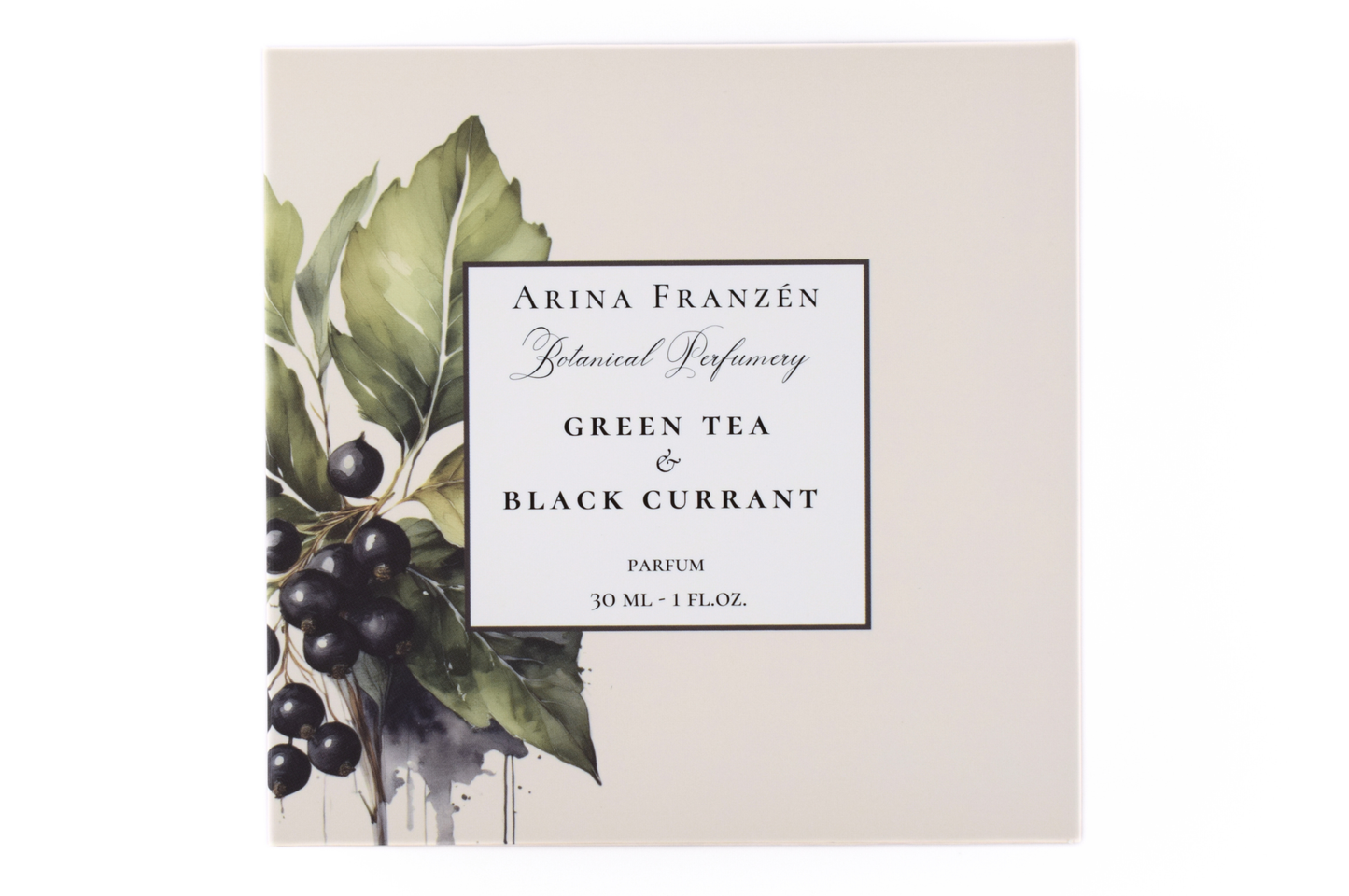 Green Tea and Black Currant natural parfum bottle 30ml by Arina Franzén