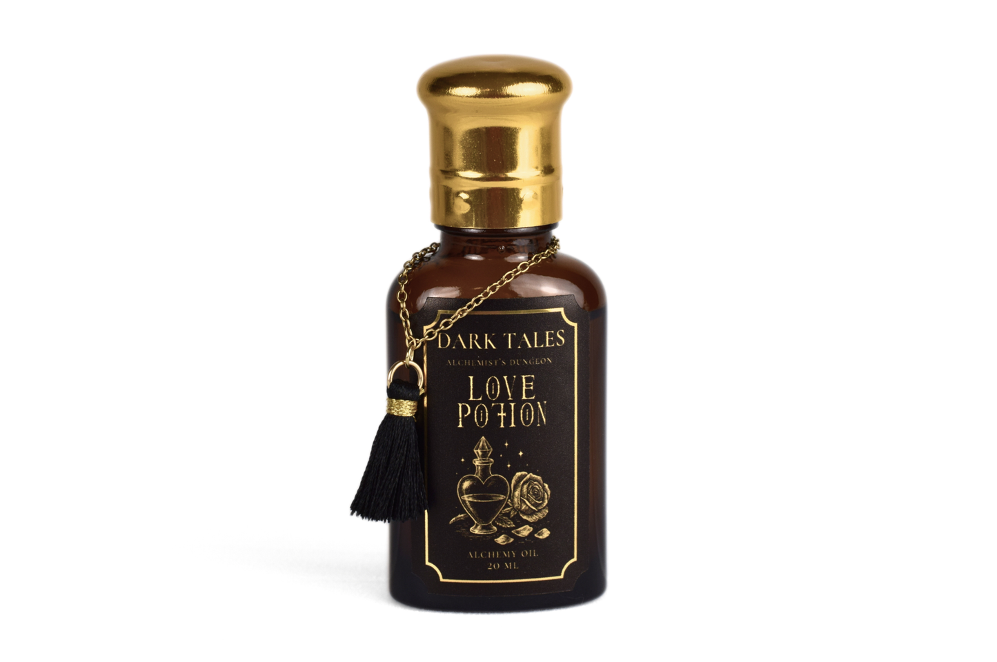 20ml Love Potion oil with red rose, sandalwood, ylang, clove, jasmine in elegant drawstring bag for ritual use