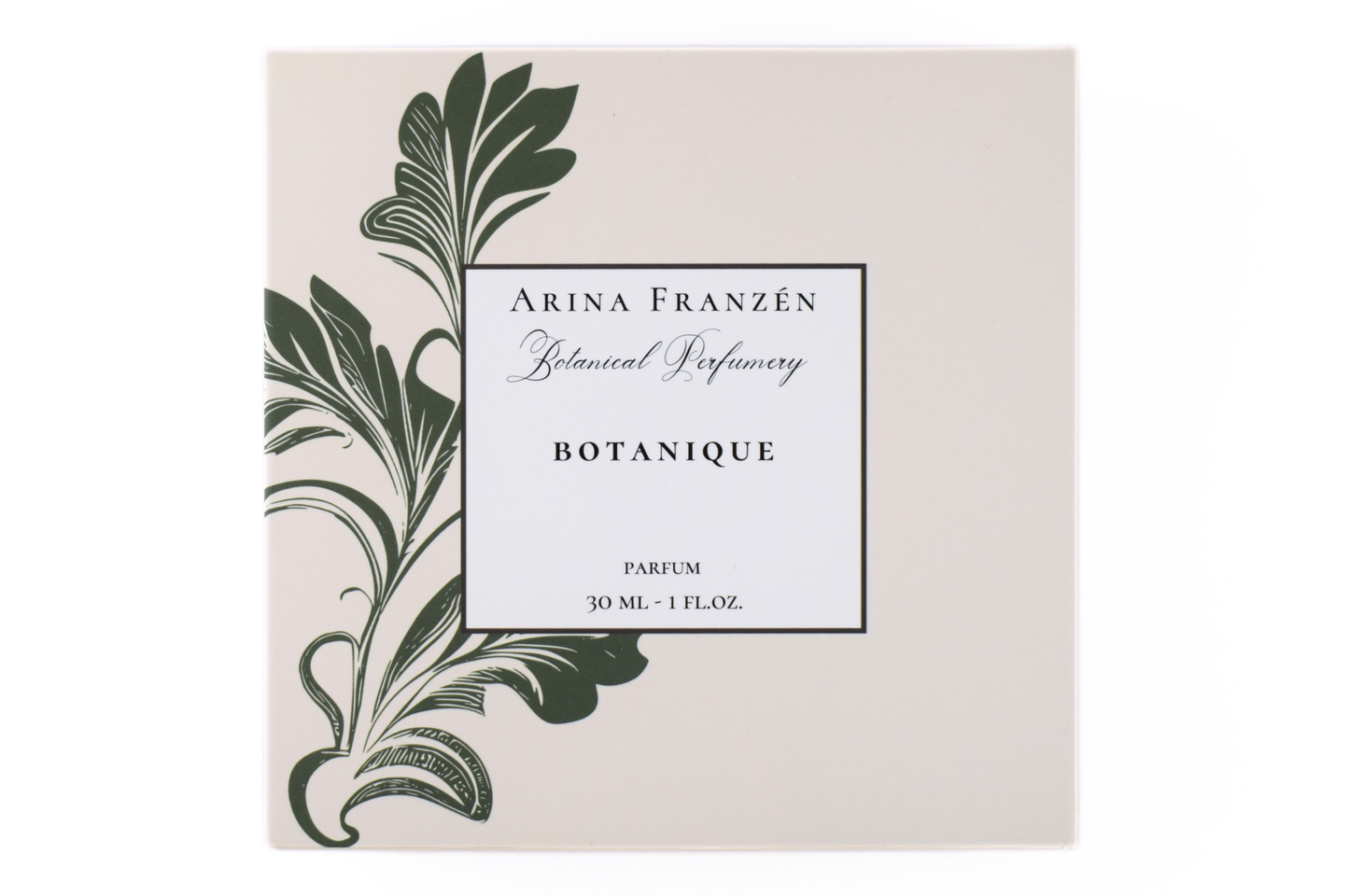 Botanique Volume I natural botanical perfume bottle 30ml by Arina Franzén with green herbaceous scent