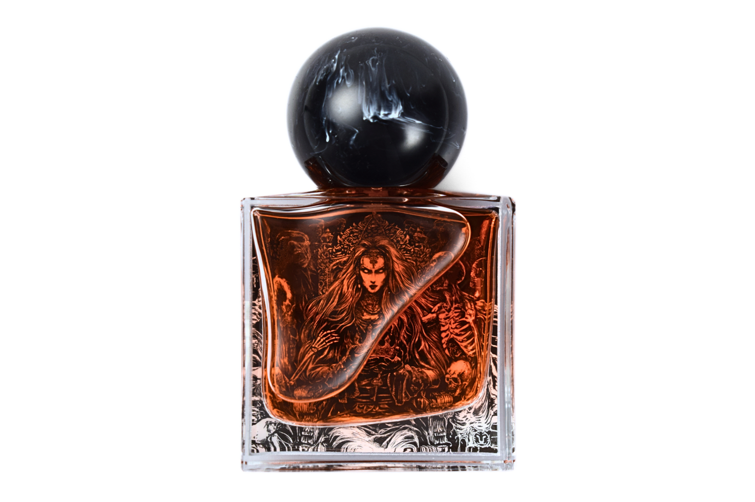 BLOODY MARY parfum 30ml bottle with unique resin marble cap and red fruity floral scent notes