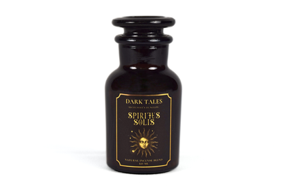 60ml Spiritus Solis incense blend in antique apothecary bottle with natural frankincense and sandalwood for meditation and purification