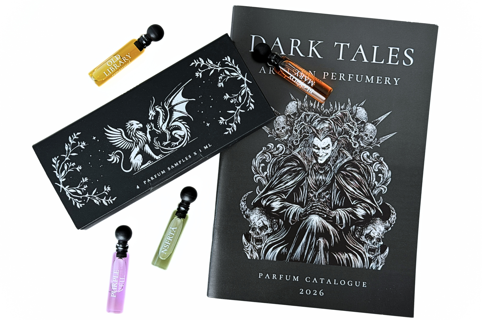 QUADRO SET parfum sample kit with 4 unisex 1 ml fragrance vials