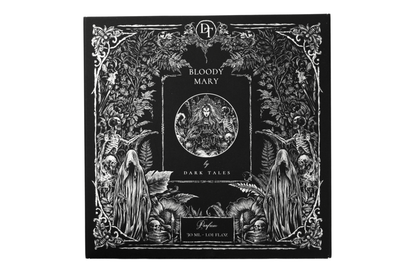 BLOODY MARY parfum box in black and white with ornate gothic botanical artwork and 30 ml label