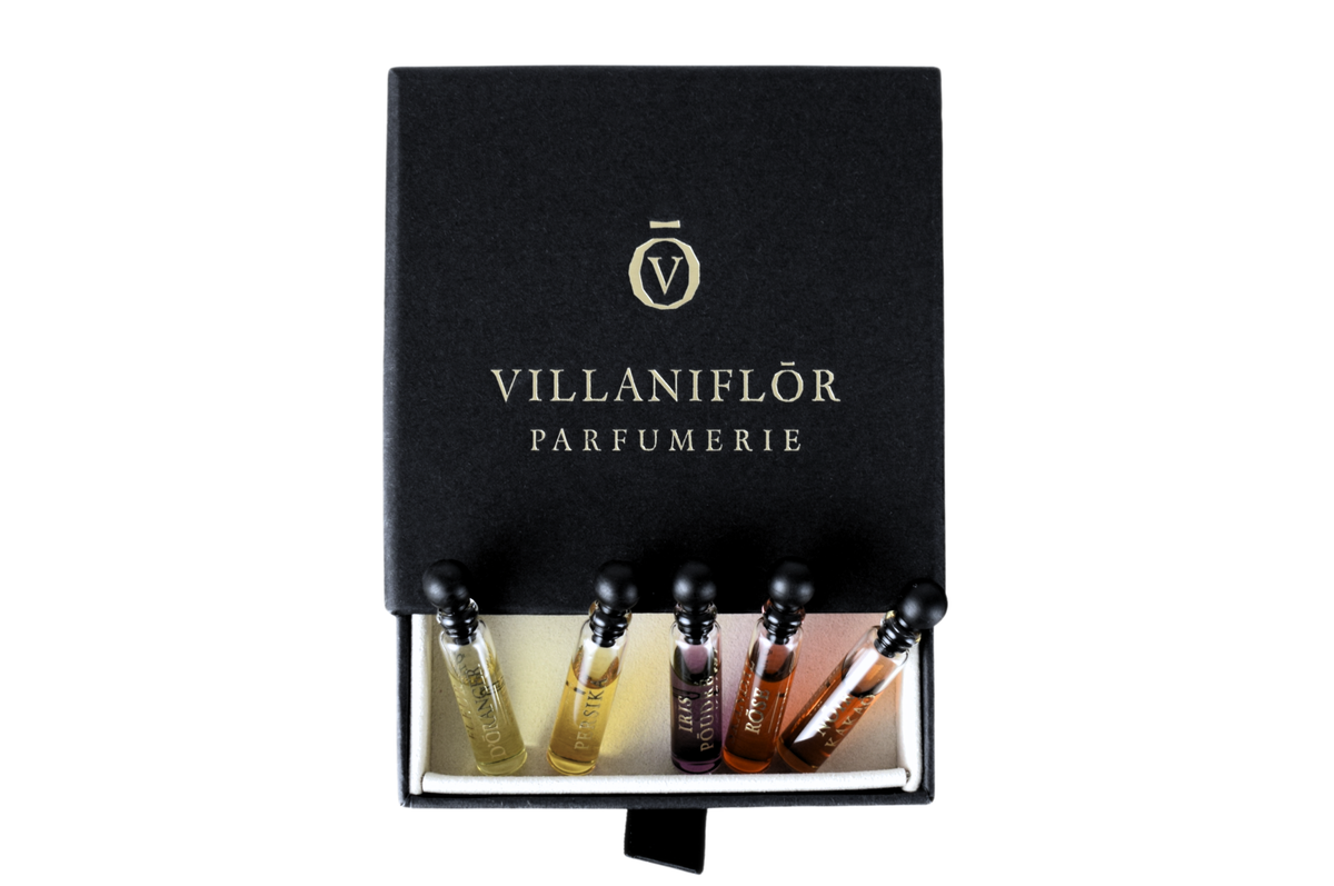 Discovery Set with five 1 ml perfume samples in black VILLANIFLŌR presentation box