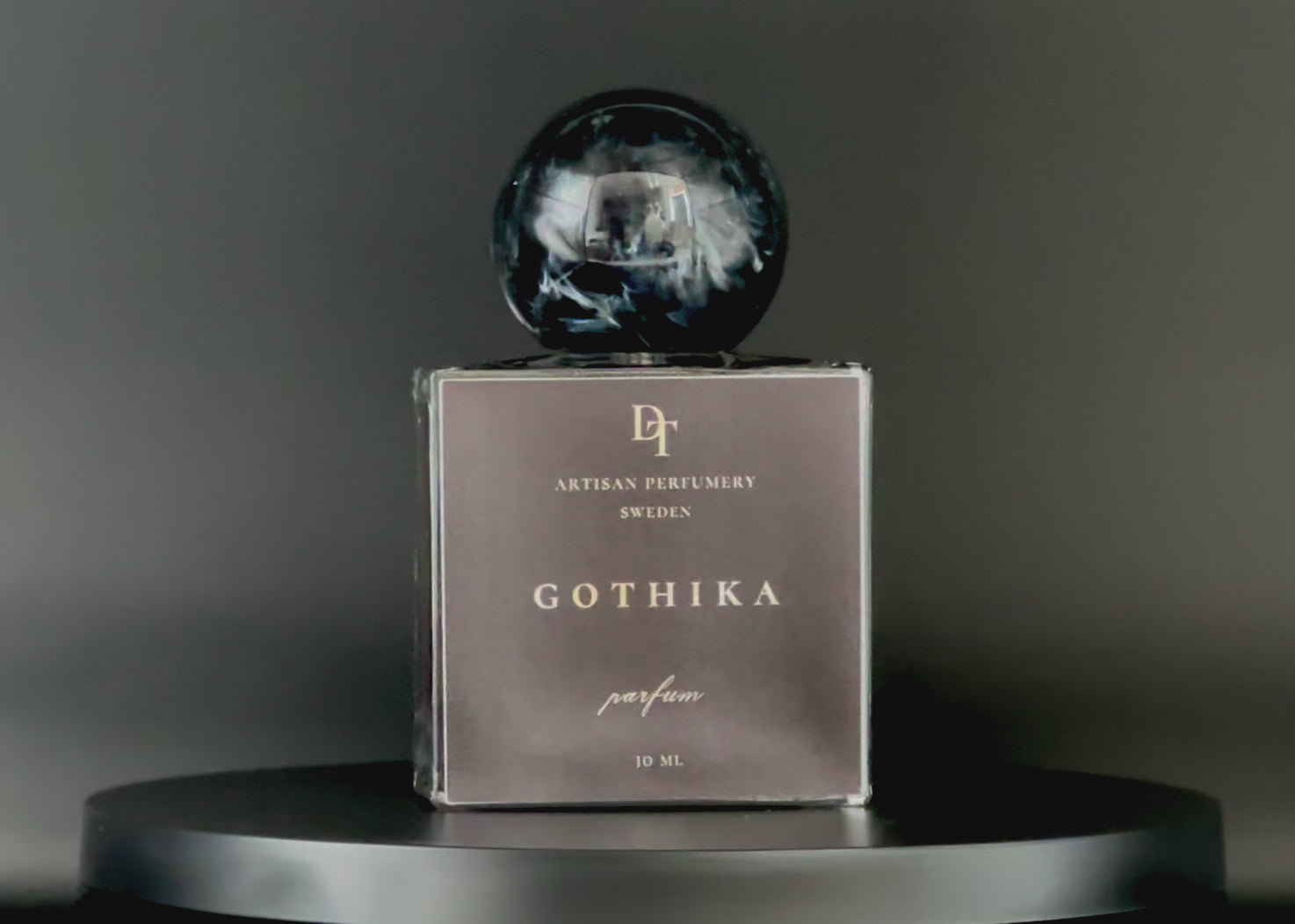 Gothika Parfum bottle with gothic cathedral-inspired design.